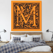 Toile Lettre M Monogramme médiéval Art Nouveau (Insitu(Chambre))