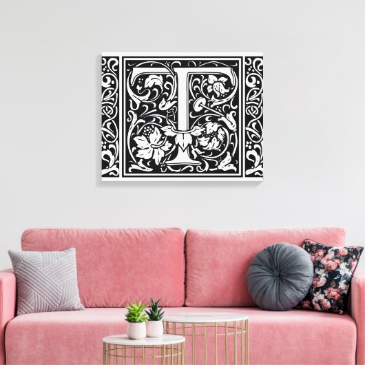 Toile Lettre T Monogramme médiéval Art Nouveau (Insitu(Salon))