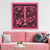 Toile Lettre T Monogramme médiéval Art Nouveau (Insitu(Salon))