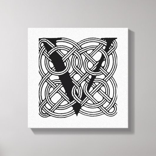 Toile Lettre V Vintage Céleste noeud Monogramme (Recto)