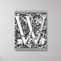 Lettre W Monogramme médiéval Art Nouveau