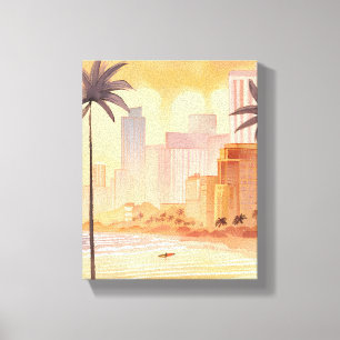 Toile Lever de soleil à Miami Peinture de la skyline à