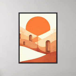Toile Lever de soleil abstrait en terre cuite