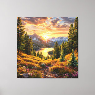 Toile Lever de soleil alpin à couper le souffle sur une