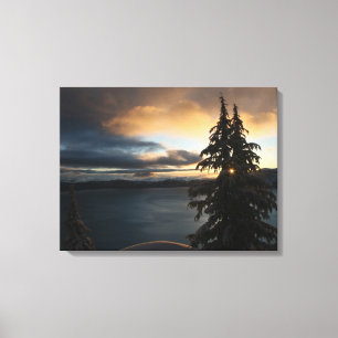 Toile Lever de soleil d'hiver au lac crater