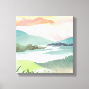 Toile Lever de soleil matinal sur le lac Nature à l'aq