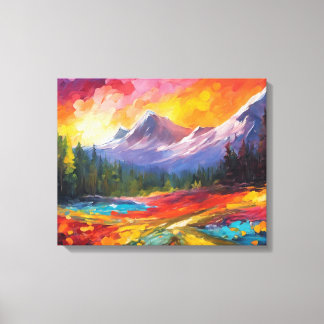 Toile Lever de soleil montagneux Art Impressionniste Col
