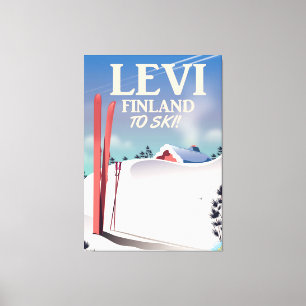 Toile Levi, Finlande affiche de voyage en ski