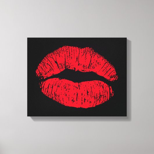 Toile Lèvres de baiser rouge sur noir (Recto)