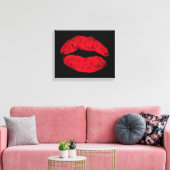 Toile Lèvres de baiser rouge sur noir (Insitu(Salon))