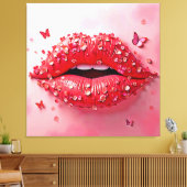 Toile Lèvres en fleurs : Baiser papillon floral (Insitu(Salon))