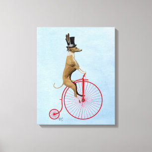 Toile Lévrier sur le vélo rouge de quart de penny de