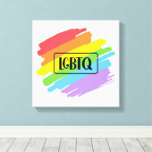 Toile LGBTQ Brushstrokies arc-en-ciel (Insitu (Plancher de Bois))