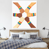 Toile LGBTQIA+ Unity Circle with Rainbow Bracelets (Insitu(Chambre))