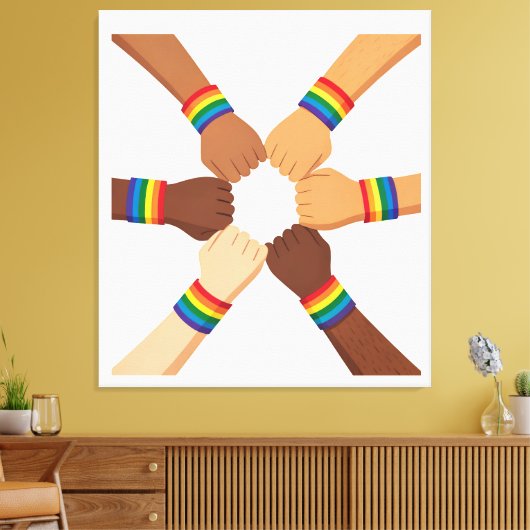 Toile LGBTQIA+ Unity Circle with Rainbow Bracelets (Insitu(Salon))
