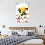 Toile L'hiver en Suisse Poster Vintage voyage (Insitu(Chambre))