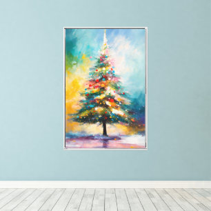 Toile L'huile d'arbre de Noël Pastel Splatter