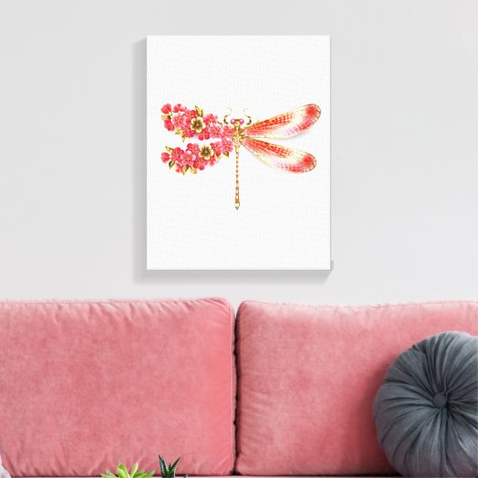 Toile libellule de fleurs avec sakura de bijoux (Insitu(Salon))