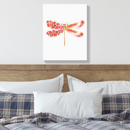 Toile libellule de fleurs avec sakura de bijoux (Insitu(Chambre))