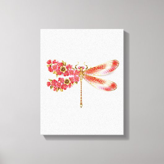 Toile libellule de fleurs avec sakura de bijoux (Recto)