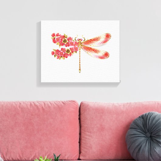 Toile libellule de fleurs avec sakura de bijoux (Insitu(Salon))