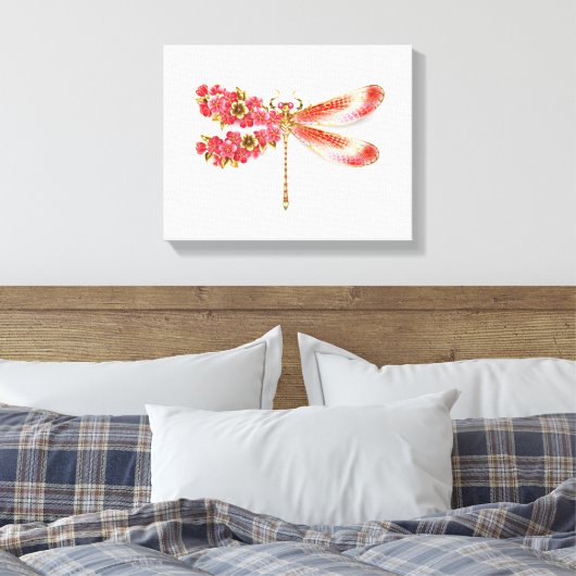Toile libellule de fleurs avec sakura de bijoux (Insitu(Chambre))