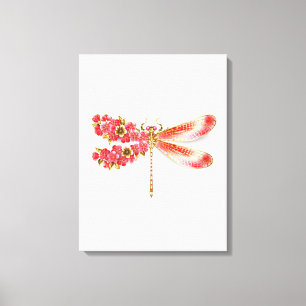 Toile libellule de fleurs avec sakura de bijoux
