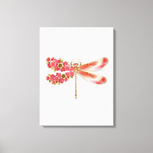 Toile libellule de fleurs avec sakura de bijoux (Recto)