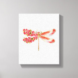 Toile libellule de fleurs avec sakura de bijoux