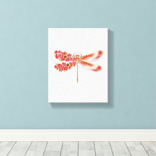 Toile libellule de fleurs avec sakura de bijoux (Insitu (Plancher de Bois))