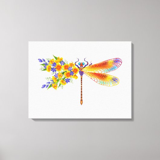 Toile libellule de fleurs jaunes (Recto)