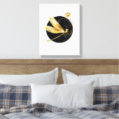 Toile libellule d'or en cercle noir (Insitu(Chambre))