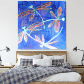 Toile Libellule Indigo Haze Voltige (Insitu(Chambre))