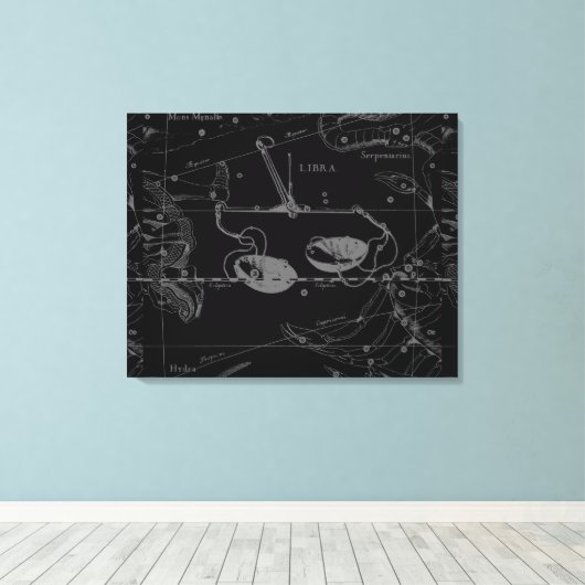 Toile Libra Constellation Map Hevelius 1690 sept oct. (Insitu (Plancher de Bois))