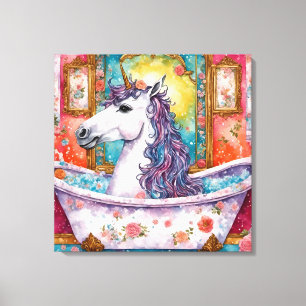 Toile Licorne adorable dans le bain