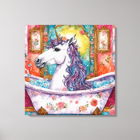 Toile Licorne adorable dans le bain (Recto)