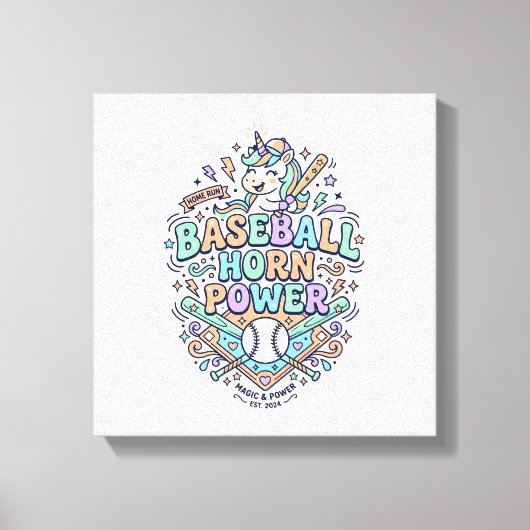 Toile Licorne Baseball Corne Puissance Kawaii Conception (Recto)