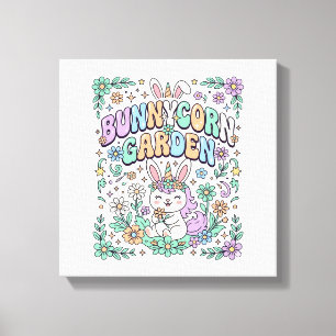 Toile Licorne Bunnycorn Jardin Kawaii Typographie Design