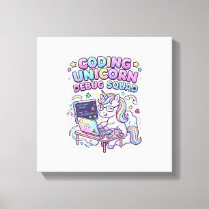 Toile Licorne Coding Licorne Debug Squad Marché Charmant