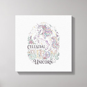 Toile Licorne Fleur Céleste Licorne Premium Vecteur Typo