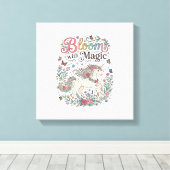 Toile Licorne Fleurir avec Magie Premium Vector Typograp (Insitu (Plancher de Bois))