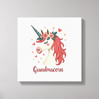 Toile Licorne Florale Anniversaire Grandmacorn Vintage G