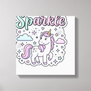 Toile Licorne née pour briller Graphisme Merch Desig