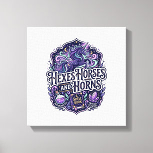 Toile Licornes Maudissent Chevaux et Corne Prêt POD Artw