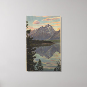 Toile L'Idaho - réflexion grande de Teton sur le lac