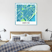Toile Lienzo mapa minimalista Barcelona - Azul-Verde (Insitu(Chambre))