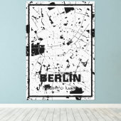 Toile Lienzo mapa minimalista Berlín - Blanco-negro (Insitu (Plancher de Bois))