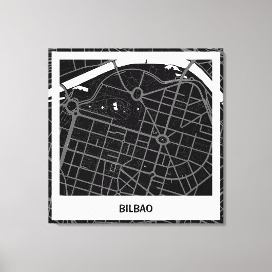 Toile Lienzo mapa minimalista Bilbao - Negro-blanco (Recto)