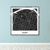 Toile Lienzo mapa minimalista Bilbao - Negro-blanco (Insitu (Plancher de Bois))