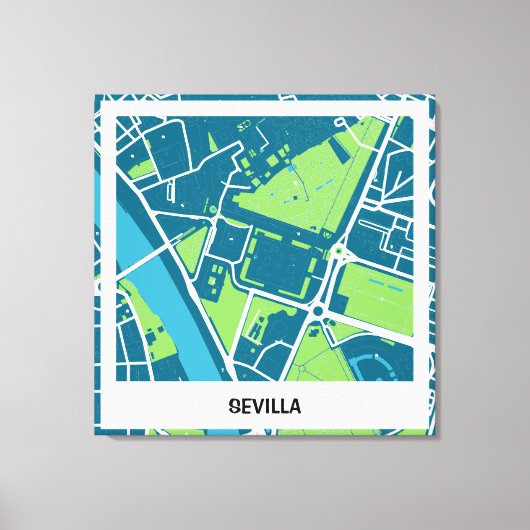Toile Lienzo mapa minimalista Sevilla - Azul-Verde (Recto)